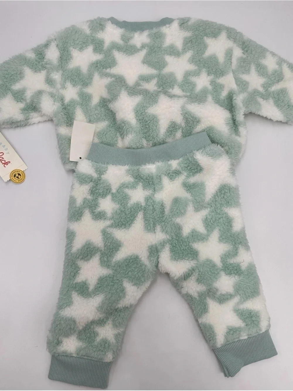 Cat & Jack Green and White Star Plush Kids Matching Set